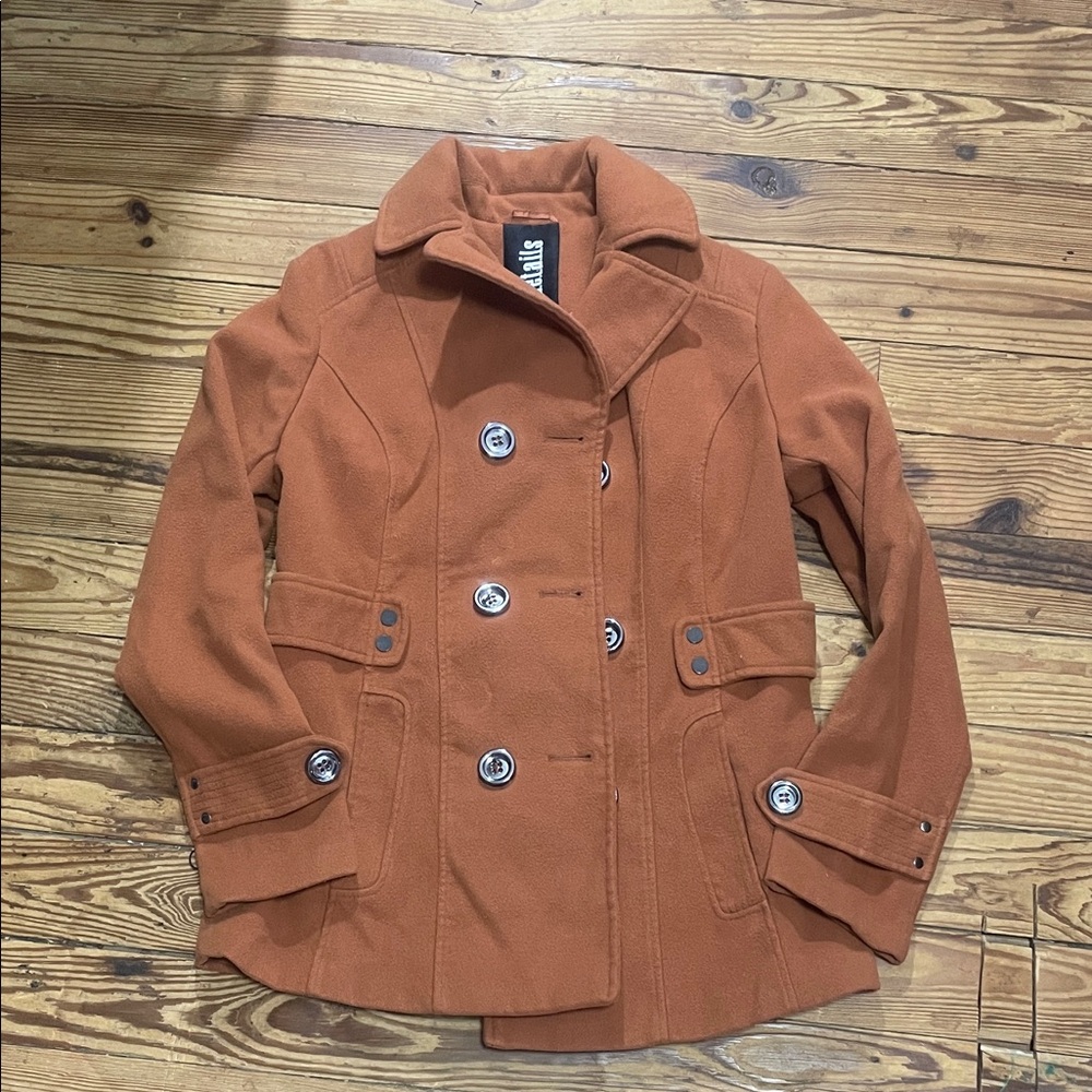 Women's Double-Breasted Pea Coat in Rust